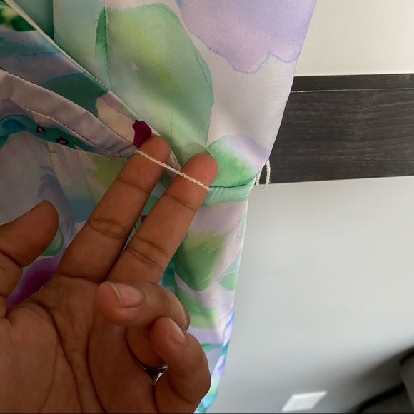 NICOLE MILLER spaghetti adjusted surplice neck open leg floral print satin sz XS - Picture 17 of 17